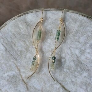ANTHROPOLOGIE ETHNIC BEADED JADE DROP EARRINGS